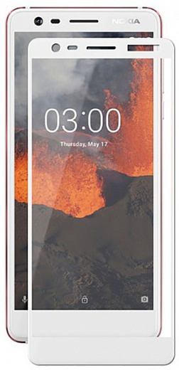 Защитное стекло RED LINE "Full Screen" для Nokia 3.1 (белая рамка)